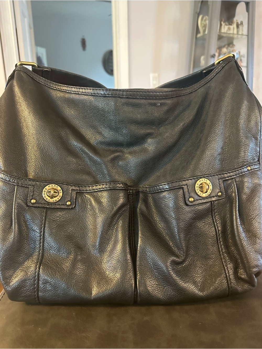 Marc Jacobs Soft Leather Hobo Bag with Gold-Tone Hardware